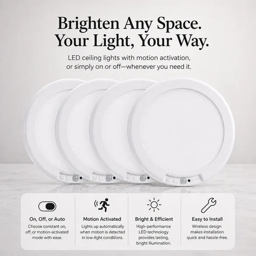 OLORAZ™ Wireless Motion Sensor Ceiling Light – No Wiring, Rechargeable