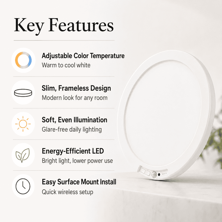 OLORAZ™ Wireless Motion Sensor Ceiling Light – No Wiring, Rechargeable