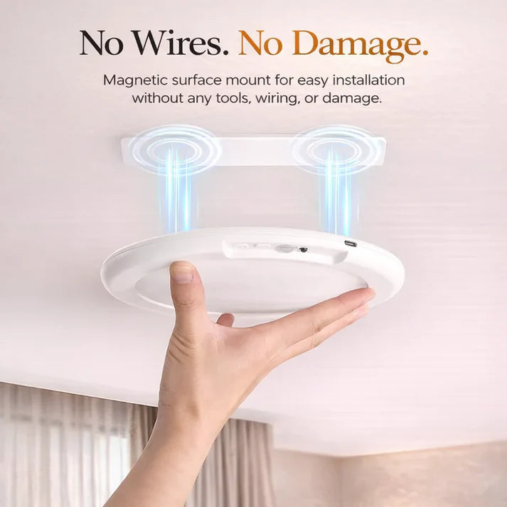 OLORAZ™ Wireless Motion Sensor Ceiling Light – No Wiring, Rechargeable