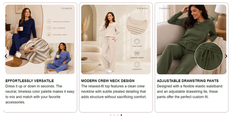Effortlessly versatile, modern crew neck design, adjustable drawstring pants